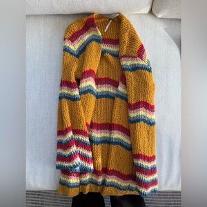 Free People Mustard Multicolor Cardigan